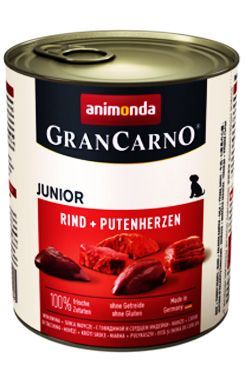 Animonda Gran Carno Junior Konzerva - hovězí & krůtí srdce pro štěňata a mladé psy