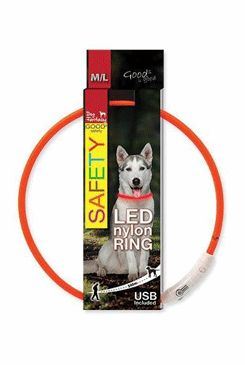 Obojek DOG FANTASY LED nylonový oranžový M-L