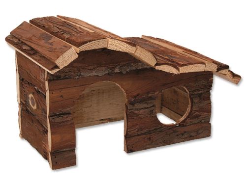 Domek SMALL ANIMAL Kaskada dřevěný s kůrou 26,5 x 16 x 13,5 cm