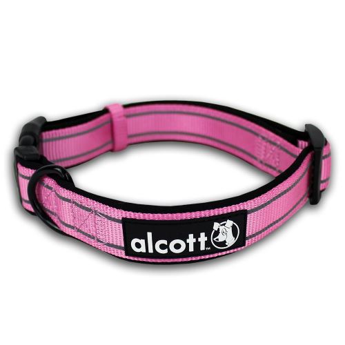 Alcott reflexní obojek pro psy, růžový, velikost M