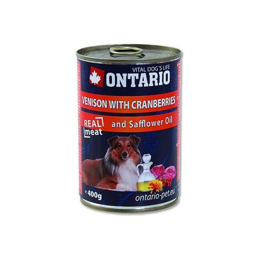 Ontario Venison, Cranberries, Safflower Oil konzerva - zvěřina, brusinka & světlicový olej pro dospělé psy