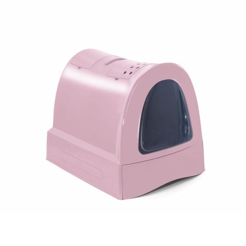 Krytý kočičí záchod s výsuvnou zásuvkou pro stelivo Argi - růžový - 40x56x42,5 cm - POŠKOZENÉ ZBOŽÍ