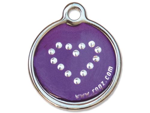 Rogz Purple Chrome Kovová známka pro psy - velikost L, průměr 31 mm