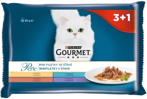 Gourmet Perle cat kaps.- Multipack filety ve štáve 4 x 85 g (3+1zdarma)