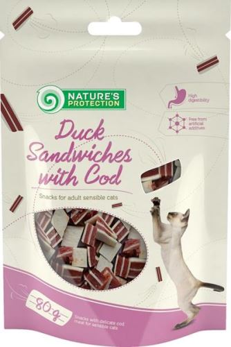 Nature's Protection Cat Snack kachní sandwich+ryba 80 g